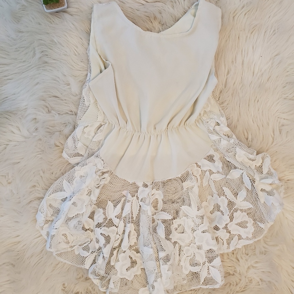 High low lace crop dress shirt - Picture 2 of 3